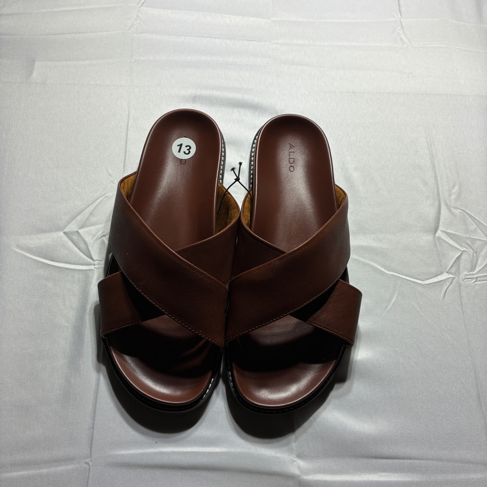 ALDO Benwick Men’s Sandals  - Size 13 - Brown Criss Cross Slide Slip On NWOT